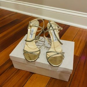 Jimmy choo preowned glitter strappy sandals